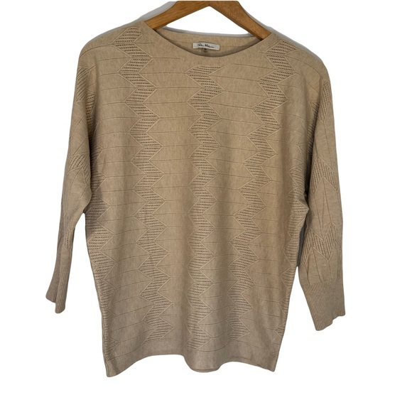 Vila Milano Beige Knit Sweater Medium | Cozy Minimalist Pullover - Picture 1 of 5